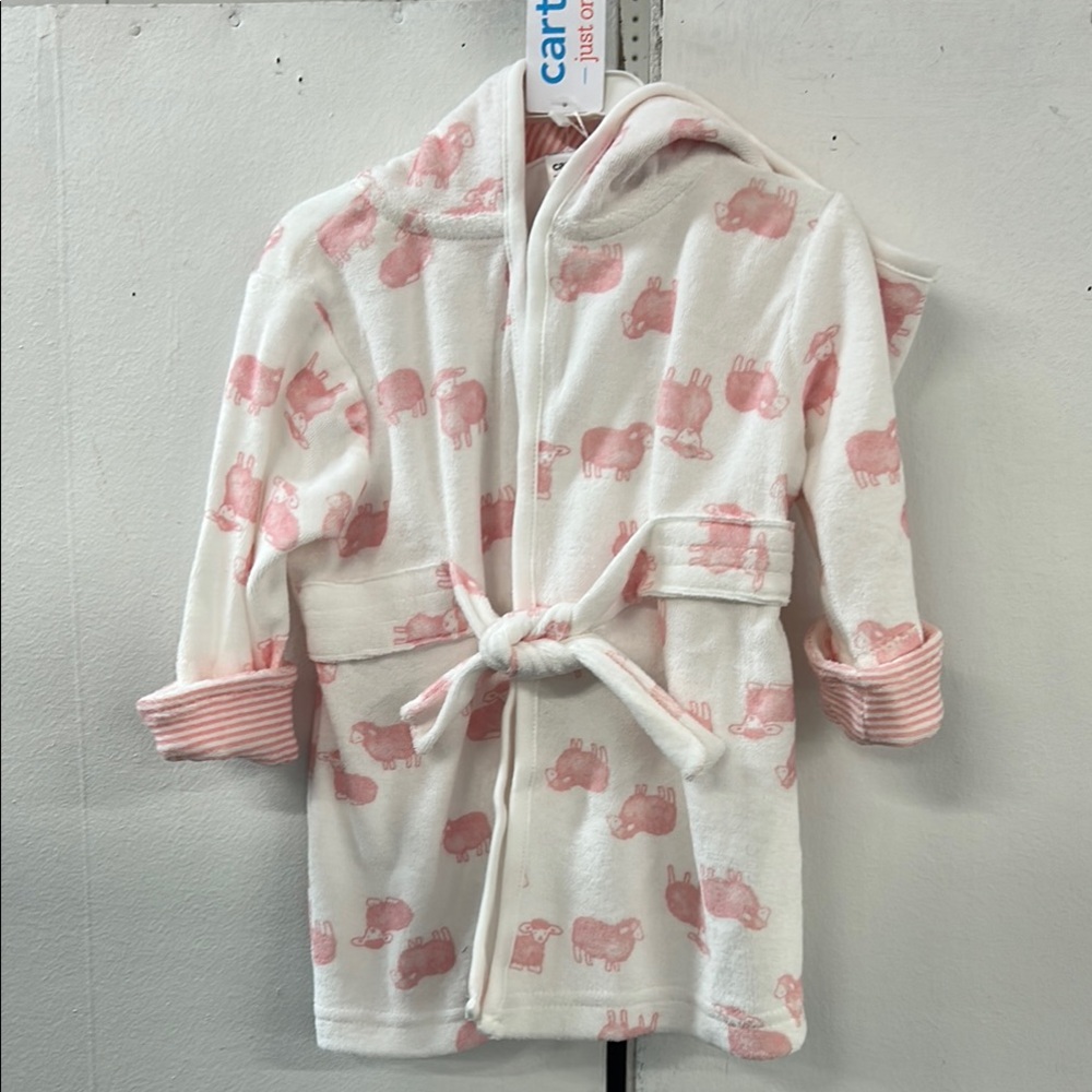 Carter's Cozy Pink and White Elephant Pajama Robe
